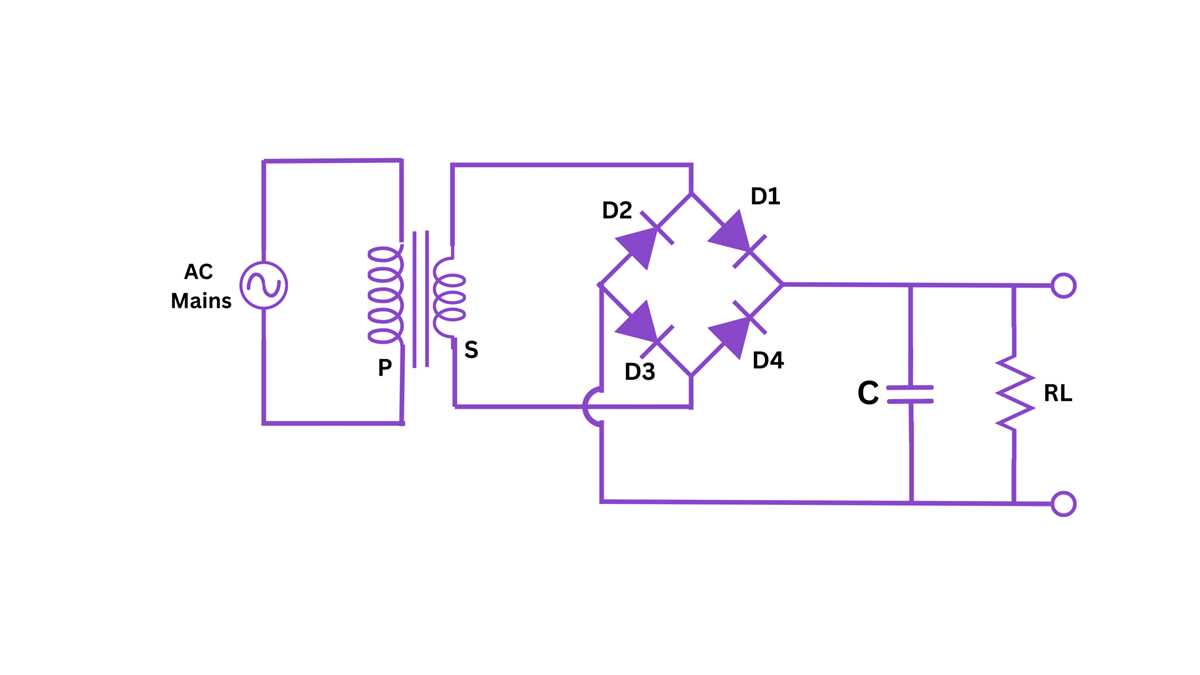 circuit diagram of full wave bridge rectifier with capacitor filter