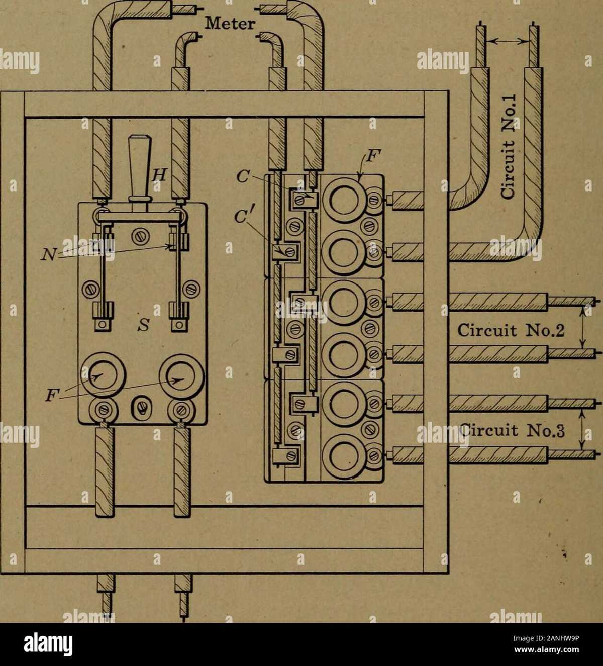schematic diagram of domestic electric circuit