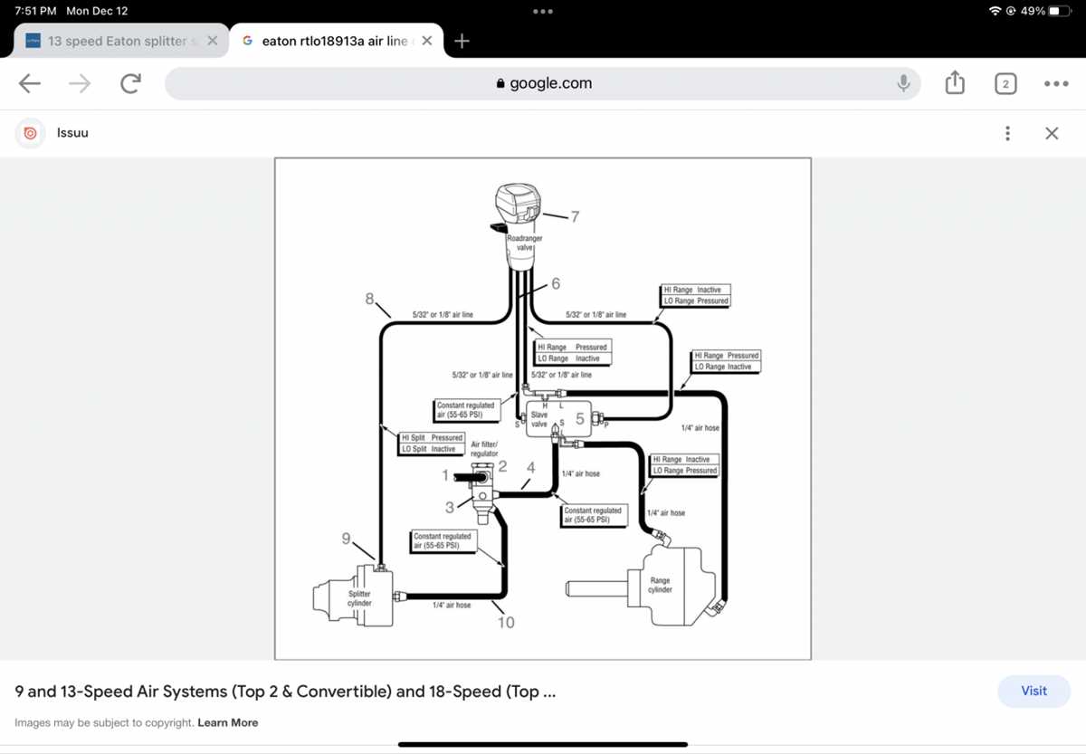 schematic eaton fuller 13 speed air line diagram