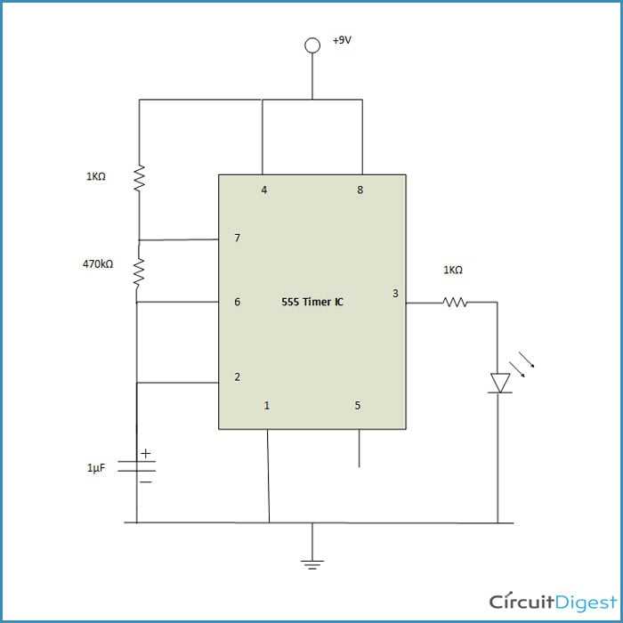 simple 555 timer circuit diagram