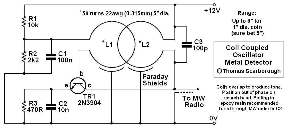 simple bfo metal detector schematic diagram