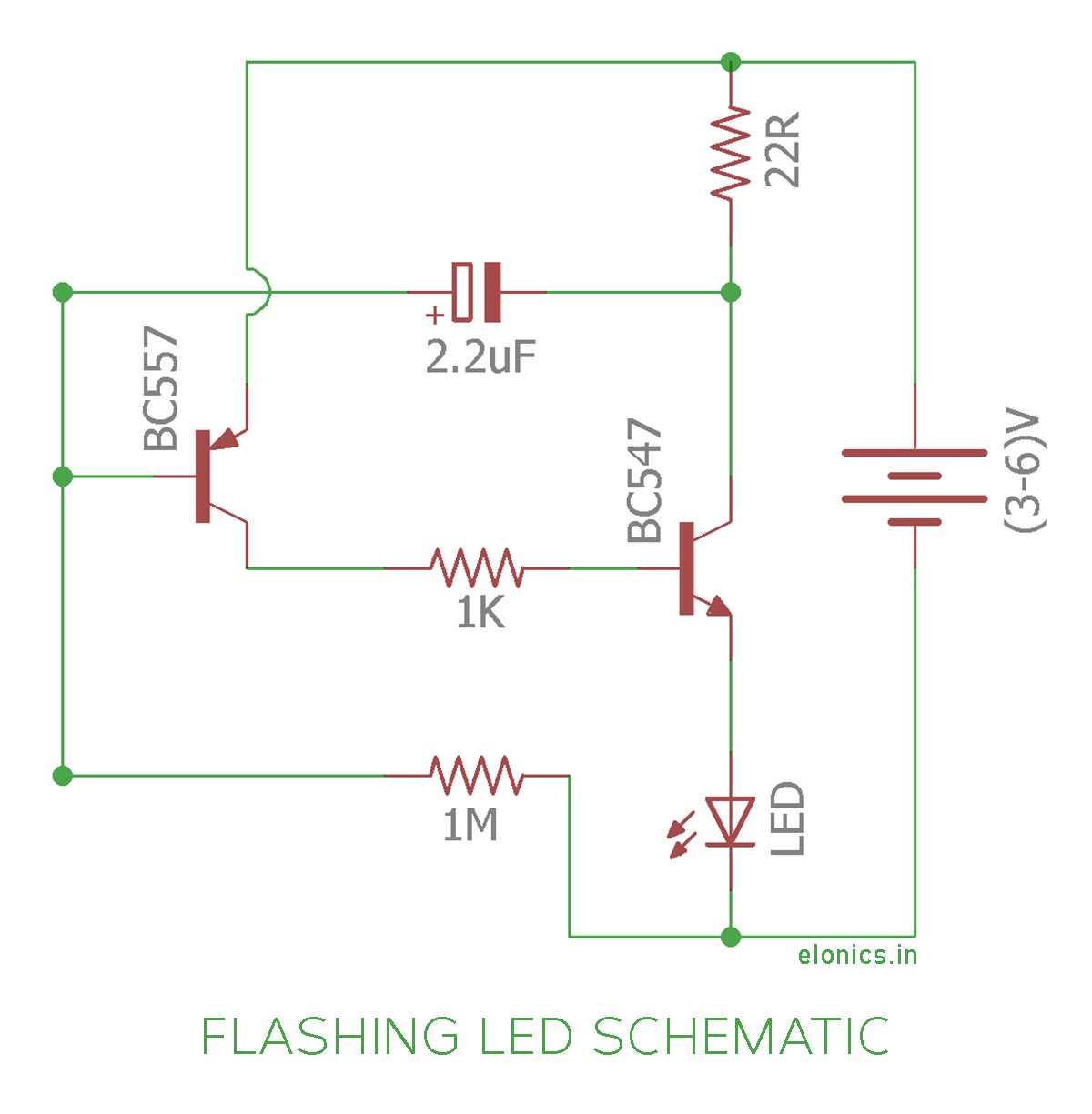 simple blinking led circuit diagram