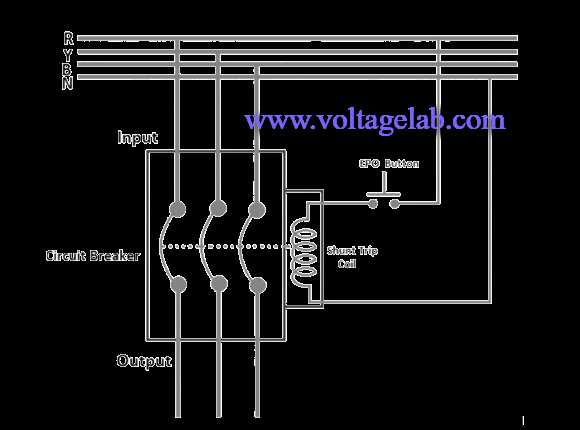 single pole shunt trip breaker wiring diagram