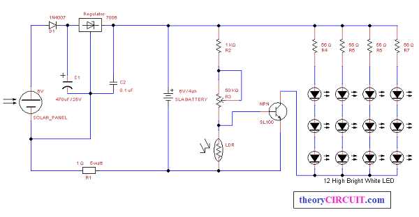 solar garden lights circuit diagram
