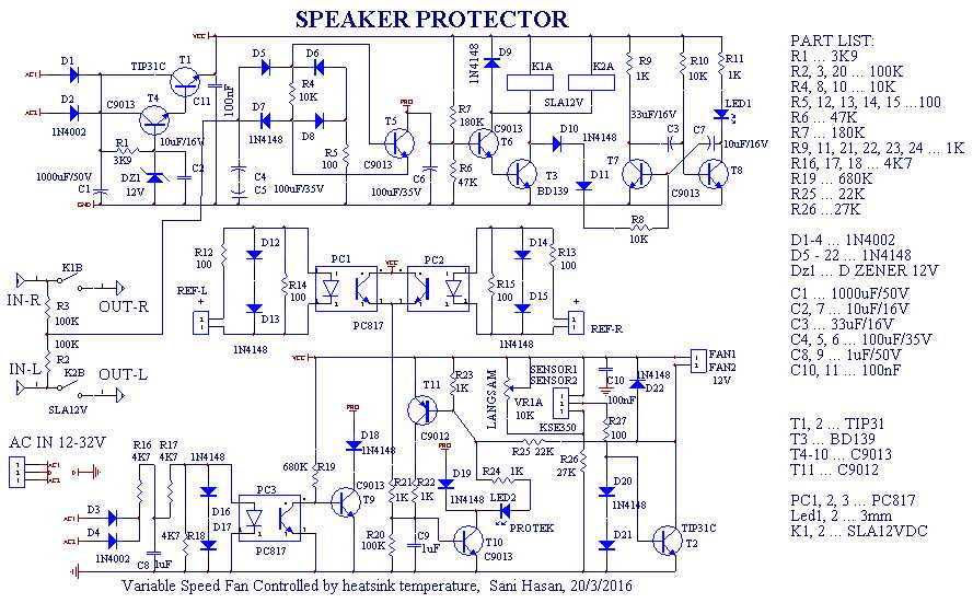 speaker protector schematic diagram
