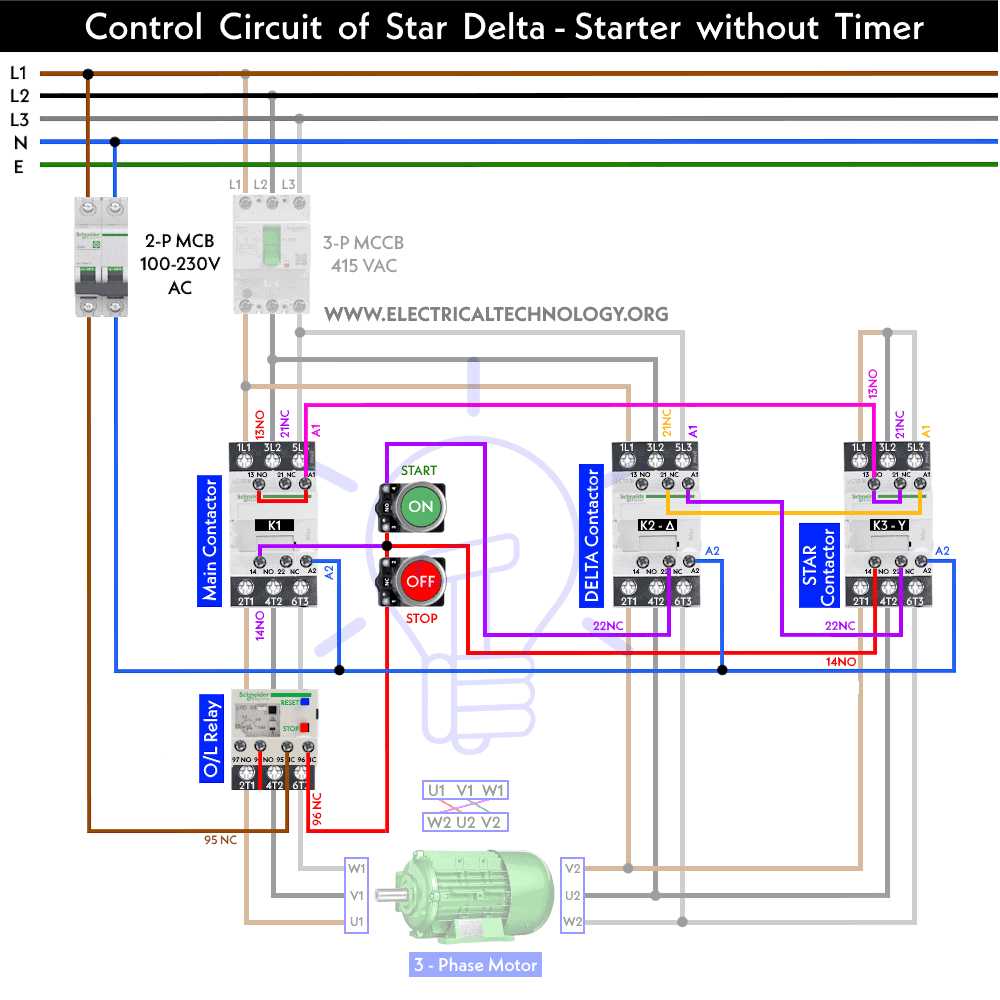 star to delta starter circuit diagram