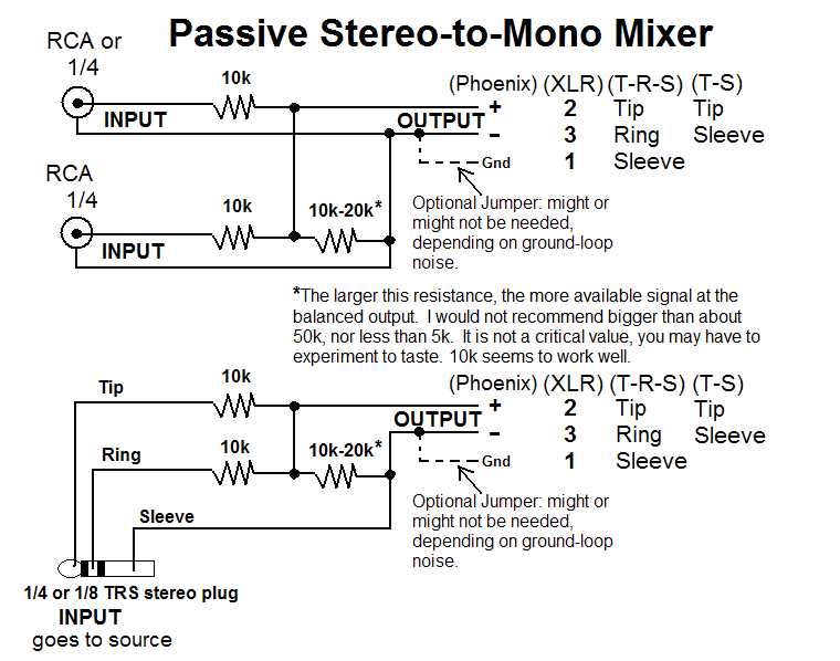 stereo to mono circuit diagram