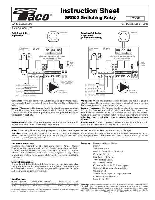 taco sr501 wiring diagram