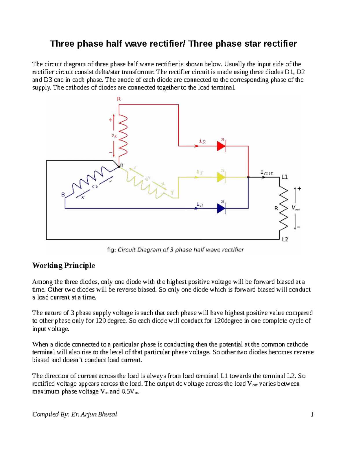 three phase full wave rectifier circuit diagram