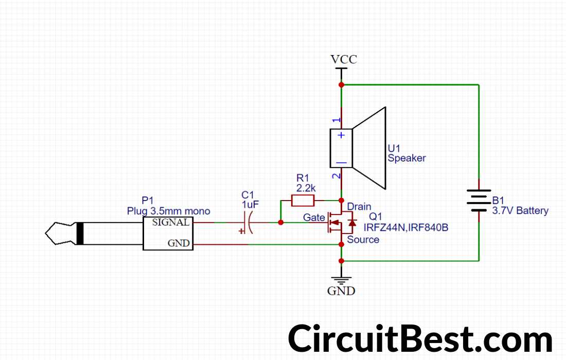 schematic diagram of simple audio amplifier