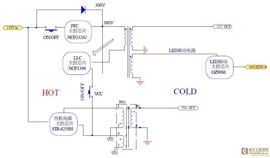 led tv power schematic diagram
