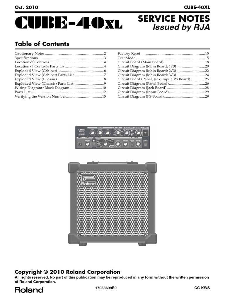 schematic diagram roland model ga 40 amplifier