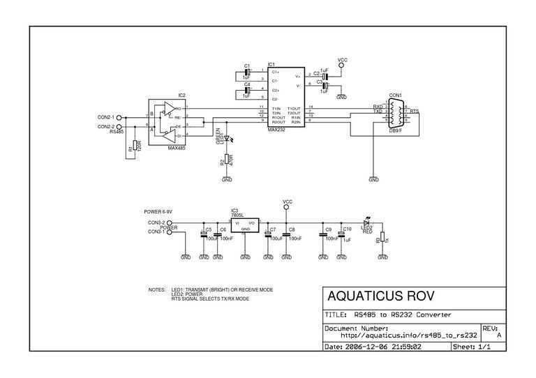 rs485 to rs232 converter circuit diagram