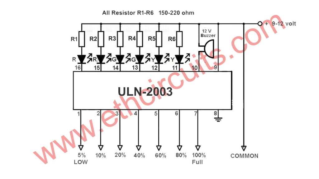 water level indicator circuit diagram