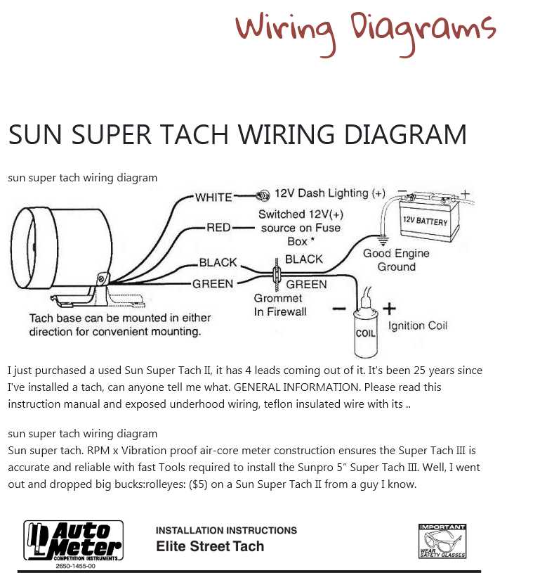 wiring diagram for sun super tach 2
