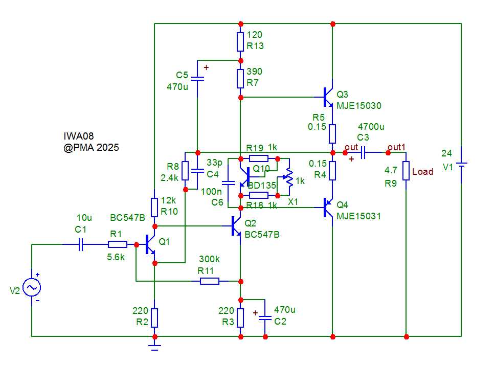 4 transistor audio amplifier circuit diagram
