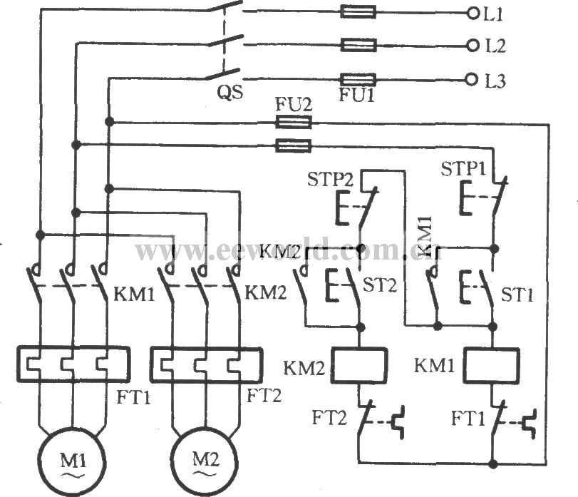 schematic diagrams for repeated time starting for two induction motors