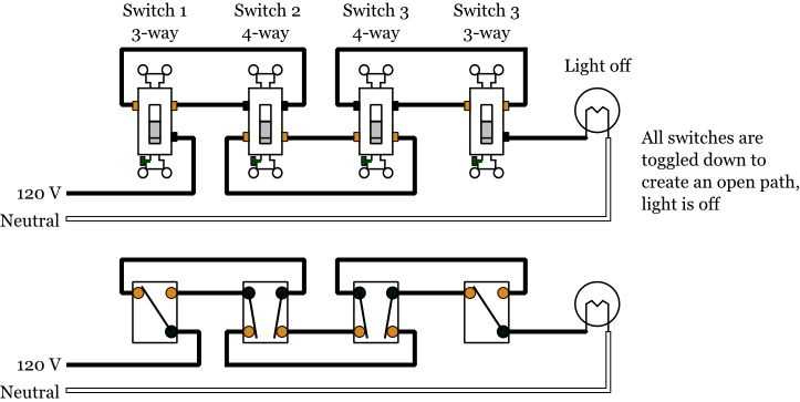 schematic diagram of a 4 way switch