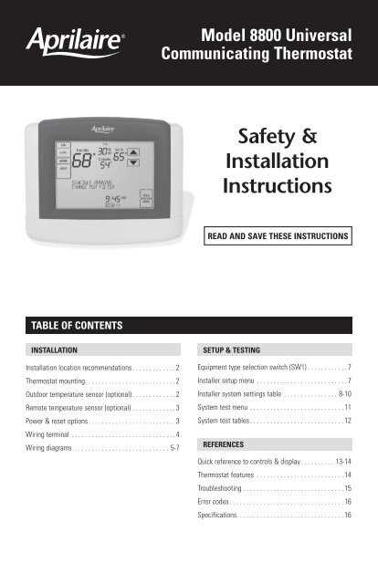 aprilaire thermostat wiring diagram