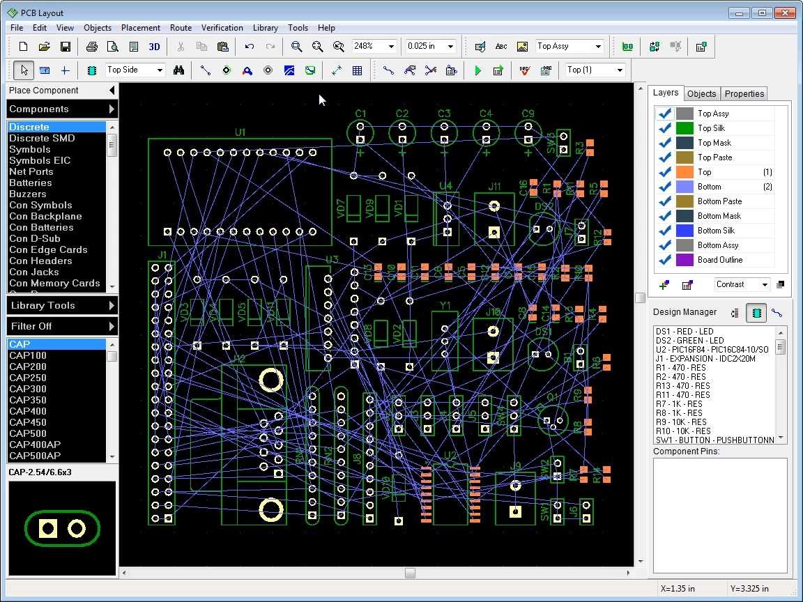 convert schematic diagram to pcb layout with diptrace
